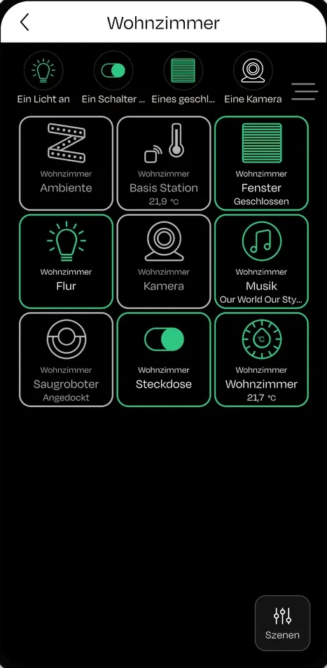 nomos App auf dem Smartphone: Raumansicht