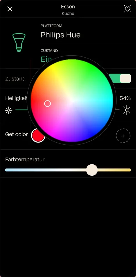 nomos App auf dem Smartphone: Lichtsteuerung